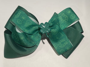 Clover And Horseshoe Themed Bow